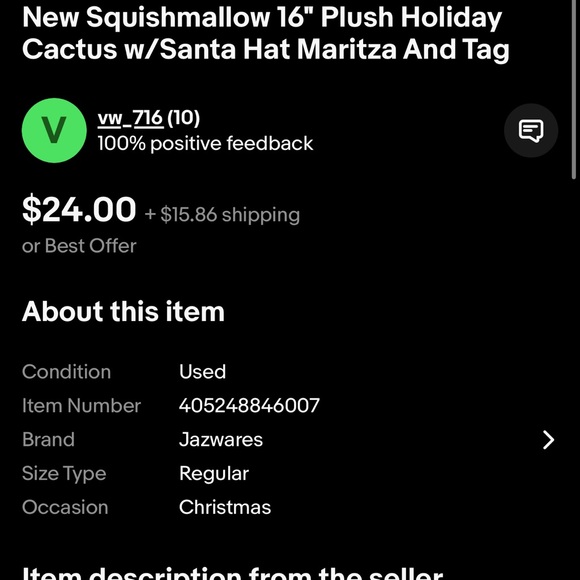 Maritza - Squishmallow's Christmas Cactus - Picture 6 of 6